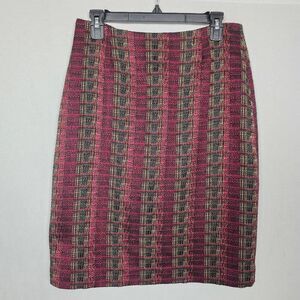 Cato Women’s Plaid Tweed Pencil Skirt Red Black Size 8